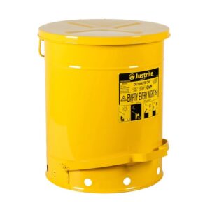 J-09301 (สีเหลือง) - ถังขยะของเสียปนเปื้อนน้ำมัน ความจุ 34 ลิตร ฝาเปิดด้วยเท้า 354MM OD x 464MM H x 5KG