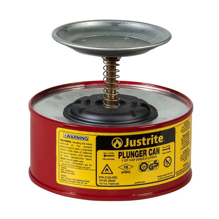 J-10108 (สีแดง) - กระป๋องเหล็กแบบกด ความจุ 1 ลิตร 185MM OD x 143MM H x 1KG