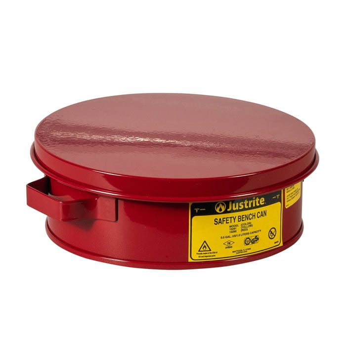 J-10295 (สีแดง) - กระป๋องตั้งโต๊ะเหล็ก ความจุ 2 ลิตร 238MM OD x 83MM H x 2KG