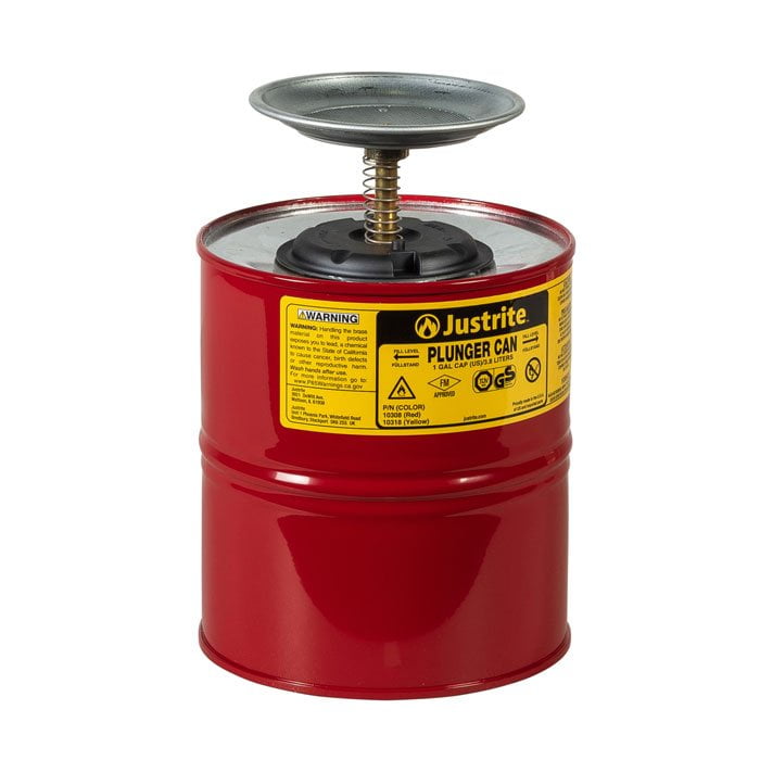 J-10308 (สีแดง) - กระป๋องเหล็กแบบกด ความจุ 4 ลิตร 185MM OD x 267MM H x 2KG
