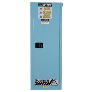 Justrite 892202 ตู้เซฟตี้เก็บสารกัดกร่อน ขนาด 22 แกลลอน (83 ลิตร) สีน้ำเงิน ปิดเองด้วยมือ 1 บาน 3 ชั้นวาง