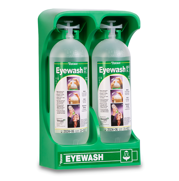 TOB127: ขาตั้งเคลื่อนย้ายได้ ติดผนังและตั้งโต๊ะ พร้อมขวด 2 x 1000ML น้ำยาล้างตาน้ำเกลือ
