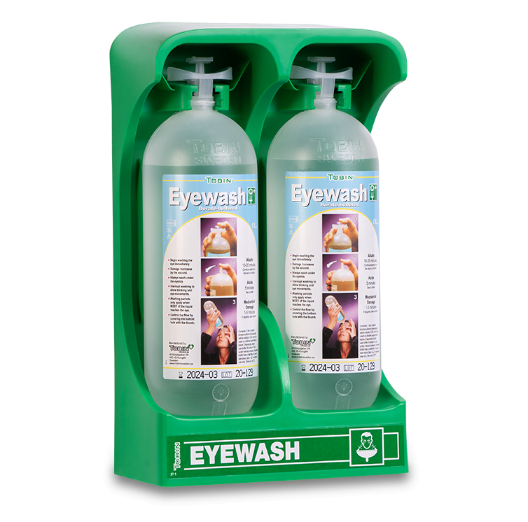 TOB425: ขาตั้งเคลื่อนย้ายได้ ติดผนังและตั้งโต๊ะ พร้อมขวด 2 x 1000ML น้ำยาล้างตาโบเรตบัฟเฟอร์
