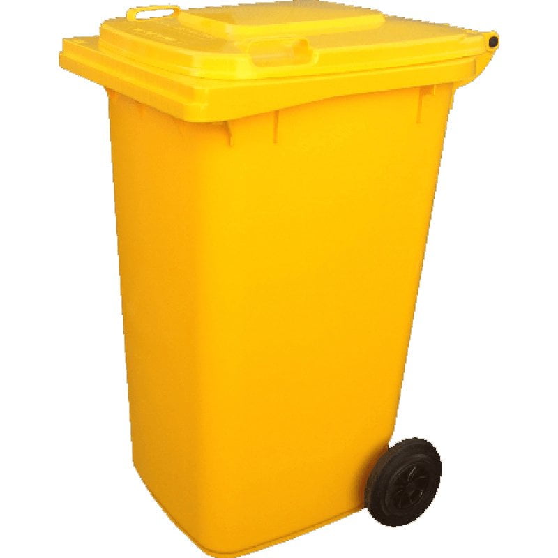 X-BIN240YE - ถังขยะเคลื่อนที่ ขนาด 240 ลิตร ตัวถังสีเหลือง ฝาเลือกสีได้